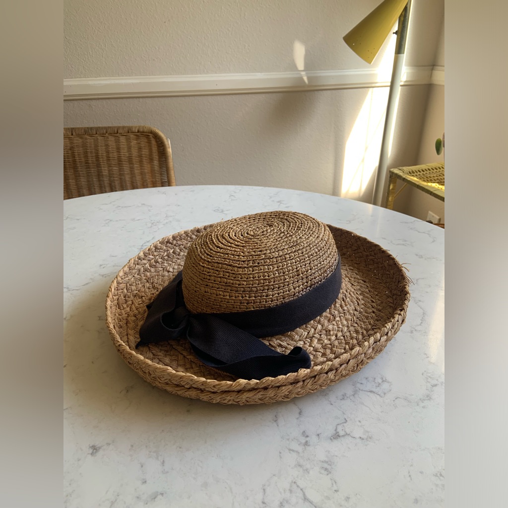 Helen Kaminski Straw Sun Hat With Black Ribbon